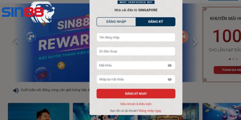 Nắm chắc cách tạo tài khoản Sin88 trên website