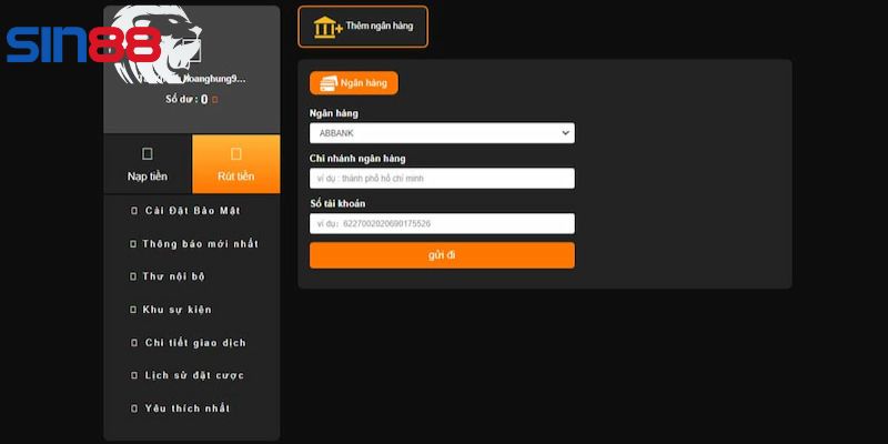 Hướng dẫn rút tiền nhanh chóng trên nền tảng Sin88
