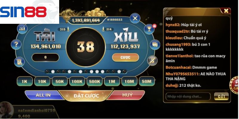 Tài xỉu SIN88 - Tựa game cá cược hàng đầu cho bet thủ